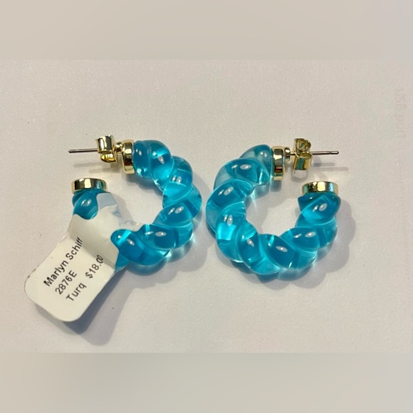Marlyn Schiff | Resin Twist Hoop | Turquoise & Gold - Picture 2 of 2